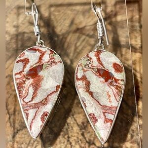 Wave Dolomite Reddish Gray Dolomite Earrings 1 7/8”